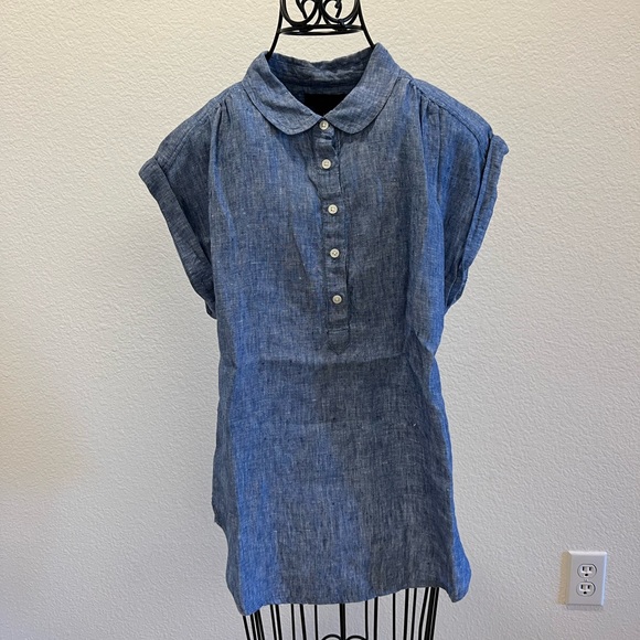 EUC Jcrew Linen Button Down Shirt Chambray - Picture 1 of 4
